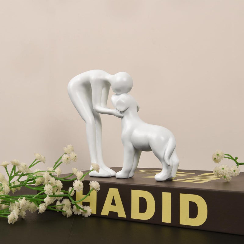 FriyGardcn Dog Sculpture Home Decor Cute Man and Dog Statue Decoration for Office?Living Room?Bedroom?Home - Image 3